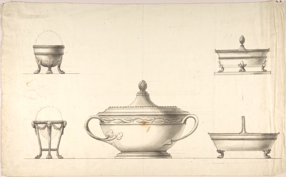 Covered Dish, Two Egg Cups, and Two Salt Cellars MET DP804087