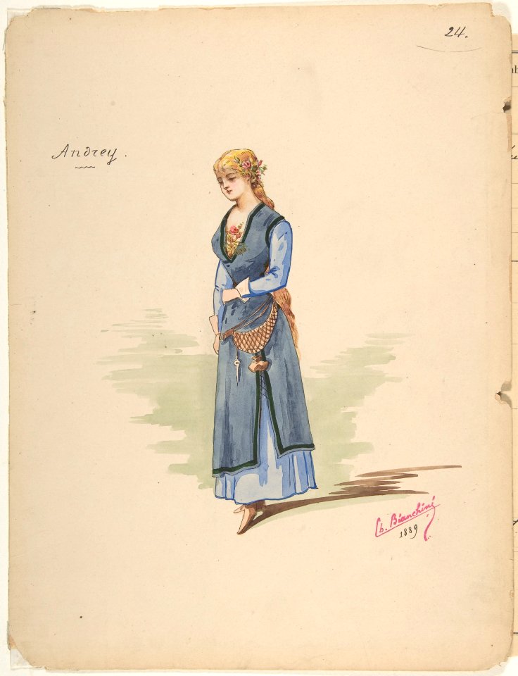 Costume Design for "Andrey" -a-; Descriptive sheet of Accessories -b- MET DP805196