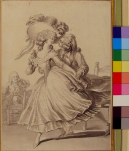 Costume Drawing- Lady and Gentleman Dancing MET 67.835.2