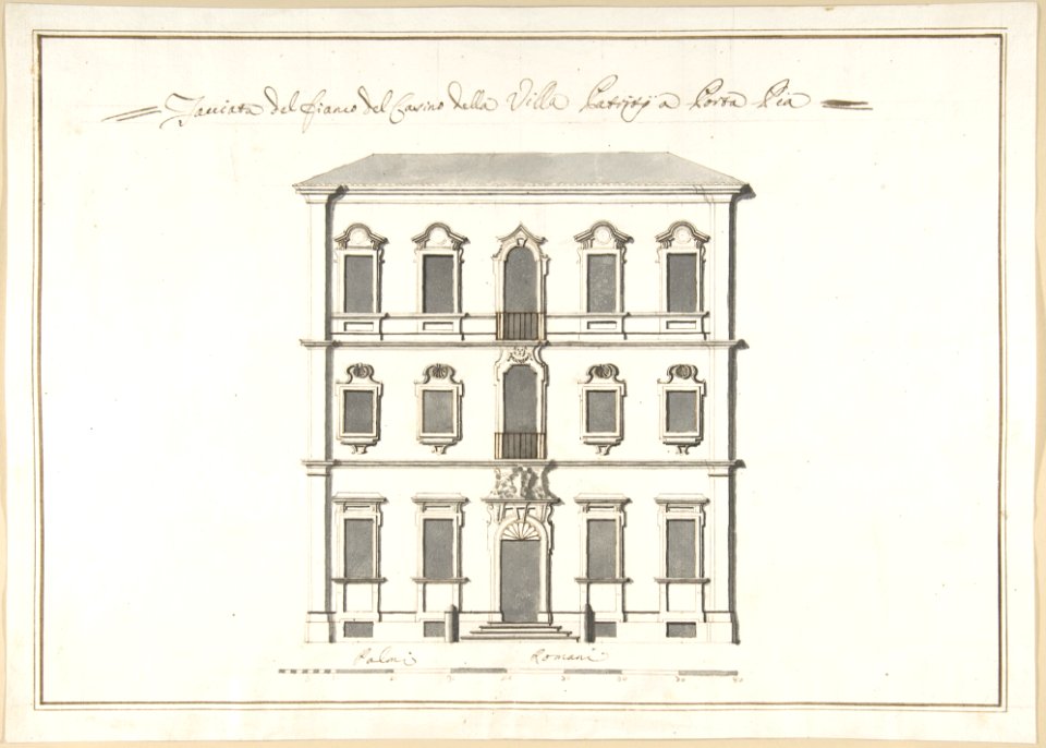 Design of the Side Elevation for the Casino of the Villa Patritj -Patritii- at Porta Pia MET DP801729