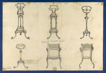 Designs for Basin Stands and Teakettle Stands, in Chippendale Drawings, Vol. I MET DP104129