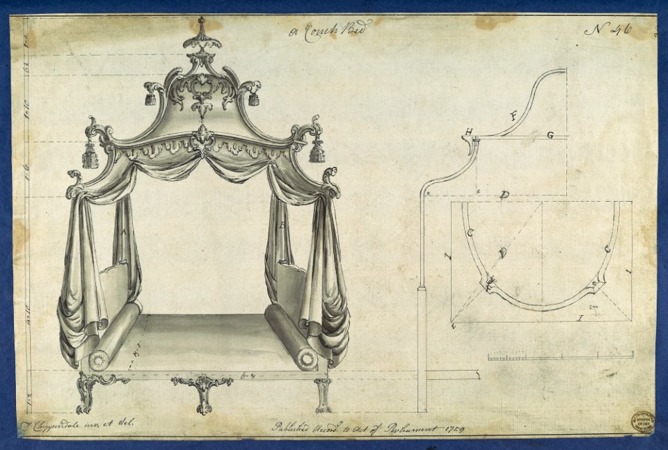 Couch Bed, in Chippendale Drawings, Vol. I MET DP104165