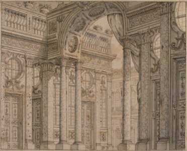 Design of a Perspective for a Stage Set with Courtyard and Triumphal Arch. MET 80.3.582