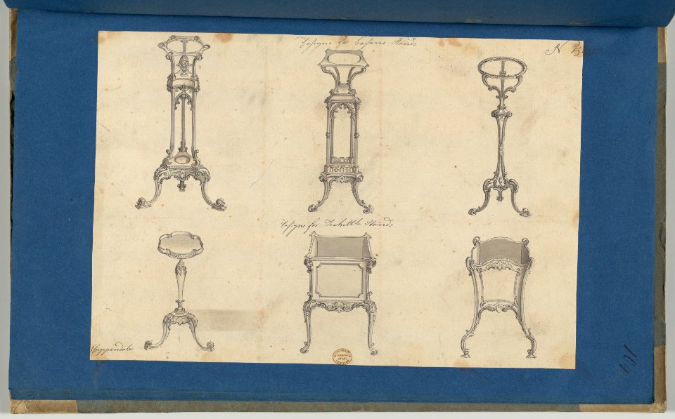 Designs for Basin Stands and Teakettle Stands, in Chippendale Drawings, Vol. I MET DP-14278-088