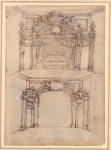Designs for Bed Alcoves (Recto). Studies for a figure of St. John the Baptist and a Bed Alcove (Verso). MET 1977.522.1 RECTO