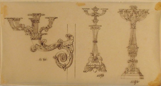 Design for a Sconce and Two Candelabras MET 66.631.87