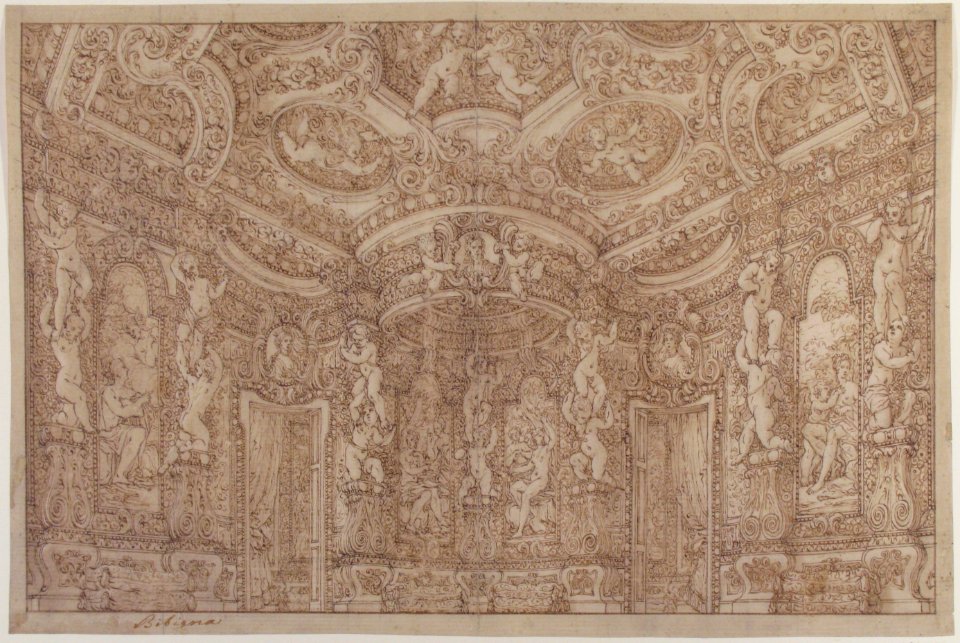 Design of an Interior with Portraits and Ornate Decorations. MET 1972.751
