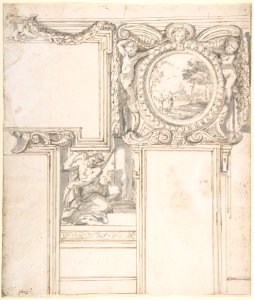 Design Wall Elevation with Stucco and Painted Decorations MET DP801344