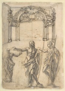 Designs for Bed Alcoves (Recto). Studies for a figure of St. John the Baptist and a Bed Alcove (Verso). MET DP809586