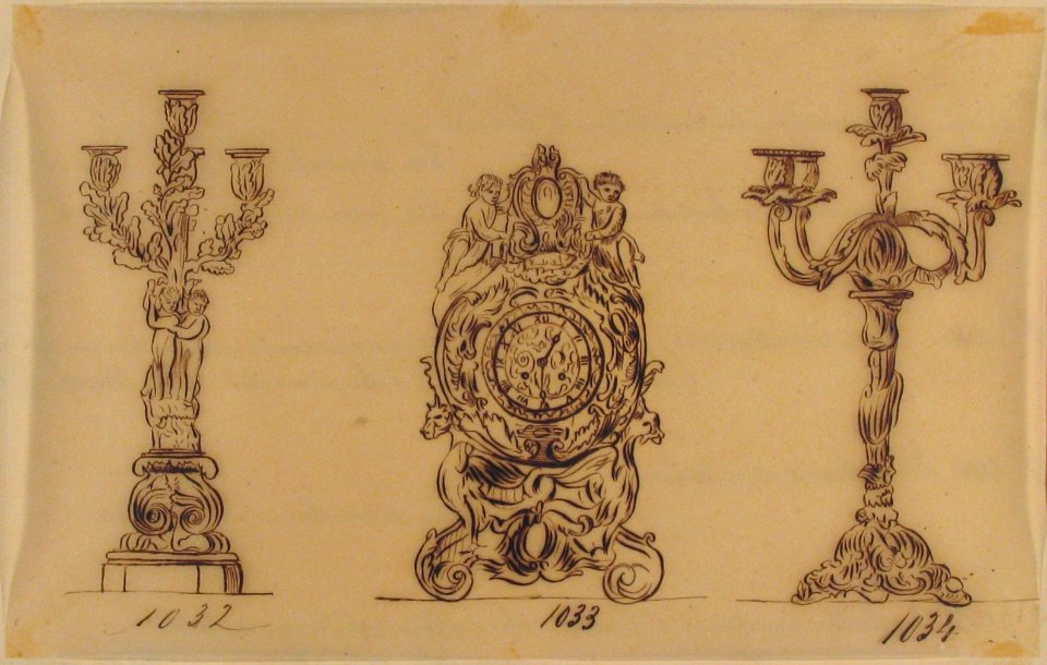 Designs for a Clock and Two Candelabras MET 66.631.80