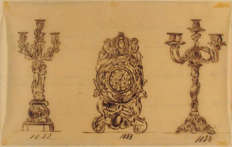 Designs for a Clock and Two Candelabras MET 66.631.80