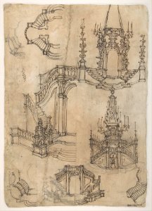 Designs for a Funerary Monument with Stairs (Recto). Various Funerary Monument Designs (Verso). MET DP809746