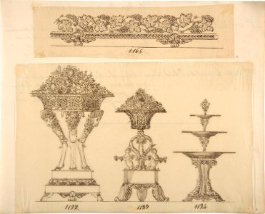 Designs for a Decorative Frieze, Two Planters and a Server MET DP809260