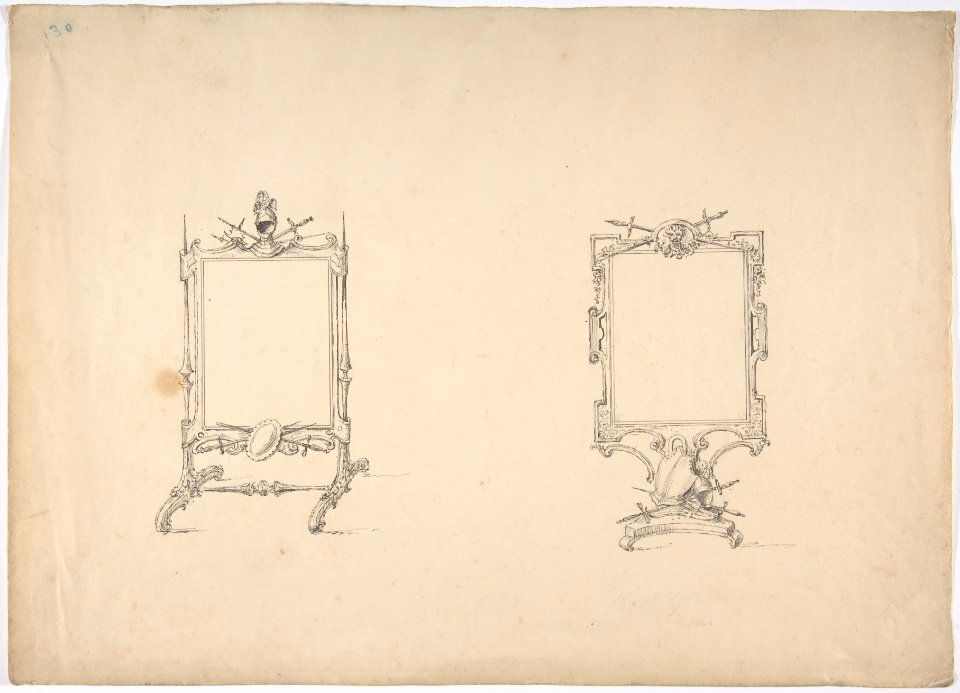 Design for Two Tabletop Mirrors with Military Ornament MET DP807218
