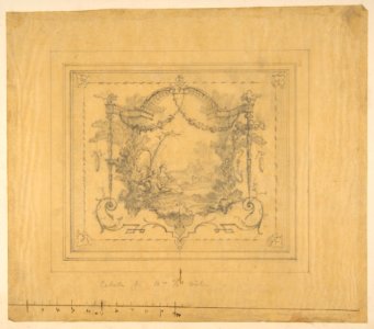 Design for a panel painted with a pastoral scene and rococco motifs MET DP811818