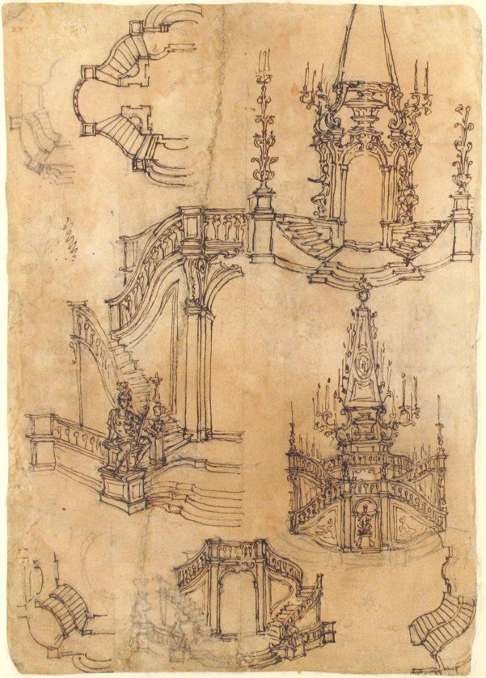 Designs for a Funerary Monument with Stairs (Recto). Various Funerary Monument Designs (Verso). MET 49.63.279 VERSO