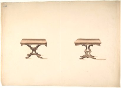 Design for Two Square Tables with Carved Legs MET DP807007