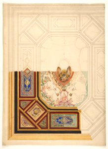 Design for a paneled ceiling to be painted in grotesque motifs MET DP811796