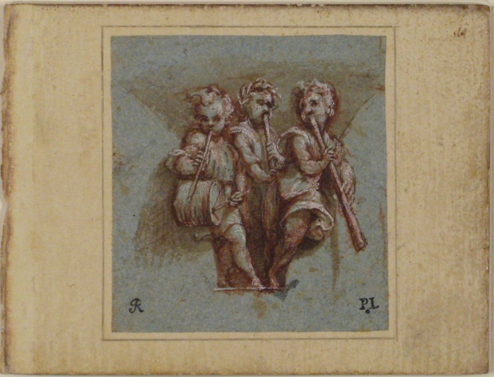 Design for a Pendentive- Youthful Musicians with Wind Instruments and a Drum MET 1977.249b