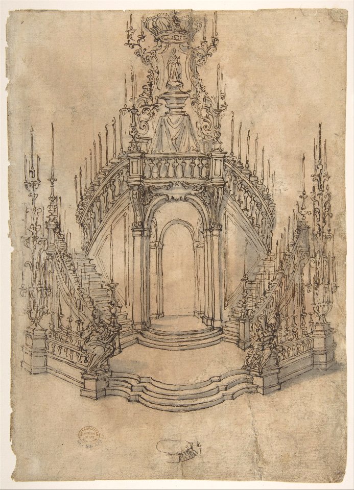 Designs for a Funerary Monument with Stairs (Recto). Various Funerary Monument Designs (Verso). MET DP809745