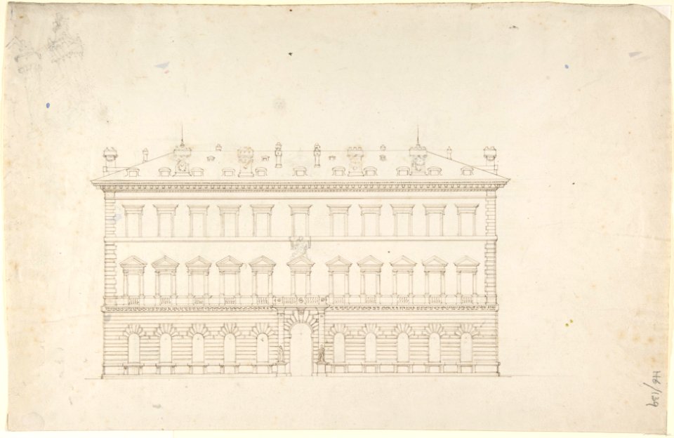 Design for a Public Building in the Italian Renaissance Palazzo Style MET DP800743