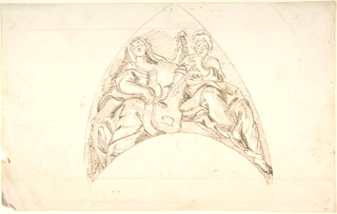 Design for a Pedentive Decoration- two women with musical instruments MET DP803528