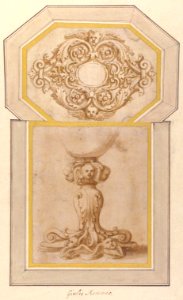 Design for a Sculptural Frame Decorated with Angel Heads, Volutes and Leaves (for a Ceiling ?); Design for a Base Decorated with Angel Heads, Volutes and Leaves MET 49.19.73