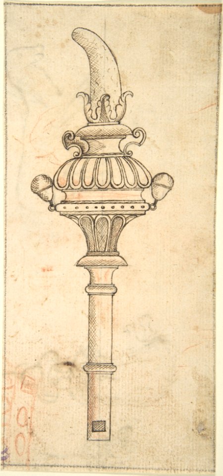 Design for a Rattle and Whistle (recto); Crude Sketches of an Equine Animal and a Figure in Exotic Costume (verso) MET DP801988