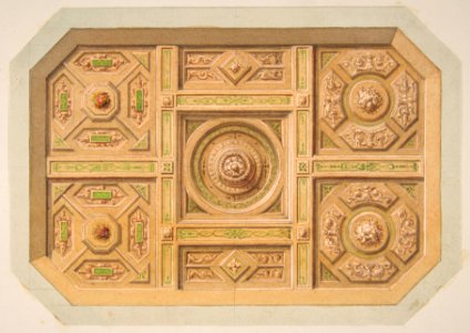 Design for a paneled ceiling with painted decoration MET DP811780