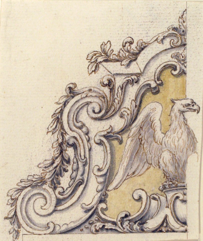 Design for a Sculptural Ornament With an Eagle, Volutes and Leaves. MET 49.50.114
