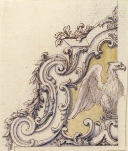 Design for a Sculptural Ornament With an Eagle, Volutes and Leaves. MET 49.50.114