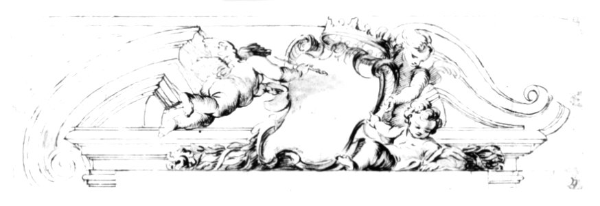 Design for a Pediment with Putti and a Blank Escutcheon MET 271717