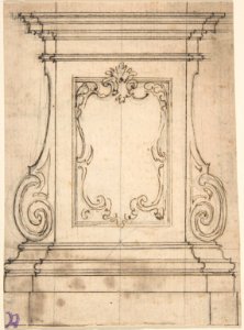 Design for a Pedestal (recto); Design for the Plan of a Monument (verso) MET DP809629. Free illustration for personal and commercial use.