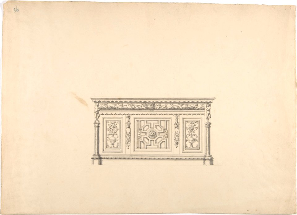 Design for a Renaissance Style Carved Cabinet MET DP807297
