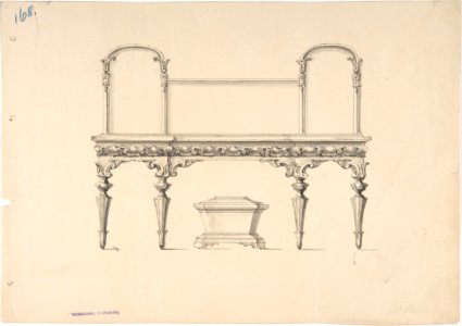 Design for a Sideboard with Mirrors and Shell Ornament, a Casket Below MET DP807130