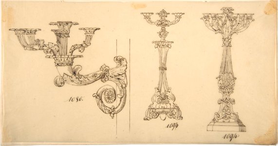Design for a Sconce and Two Candelabras MET DP809247