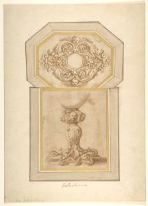 Design for a Sculptural Frame Decorated with Angel Heads, Volutes and Leaves (for a Ceiling ?); Design for a Base Decorated with Angel Heads, Volutes and Leaves MET DP810068