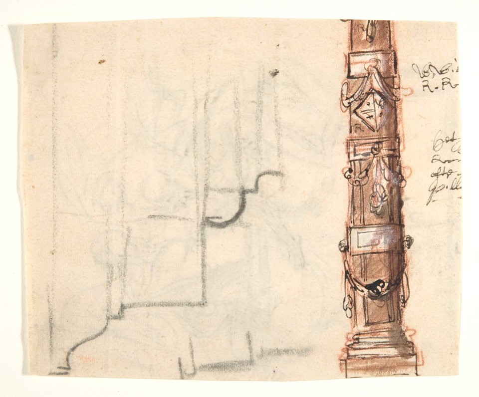 Design for a sepulchral monument with an allegory of Time; verso- Design for a column MET DP808640