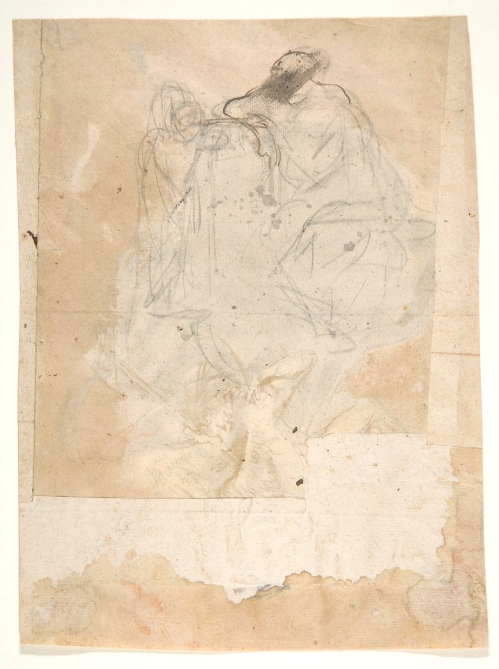 Design for a sepulchral monument with an allegory of Time; verso- Design for a sepulchral monument MET DP808638