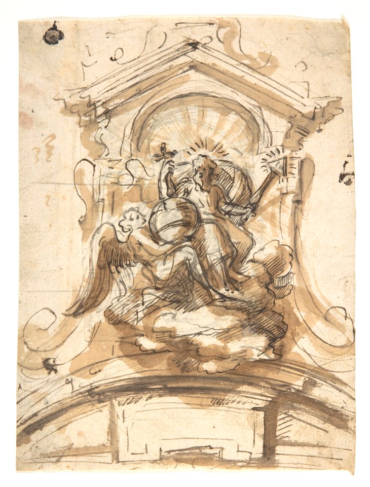 Design for a sculptural group with God the Father in a niche MET DP808628