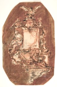 Design for a sepulchral monument; verso- Fragment of a letter and notes MET DP808647