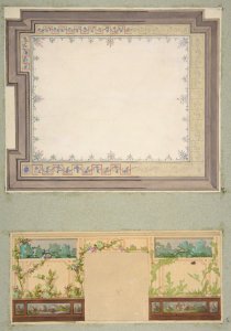 Designs for the ceiling and wall of a room decorated with waterbirds and flowering vines MET DP811306