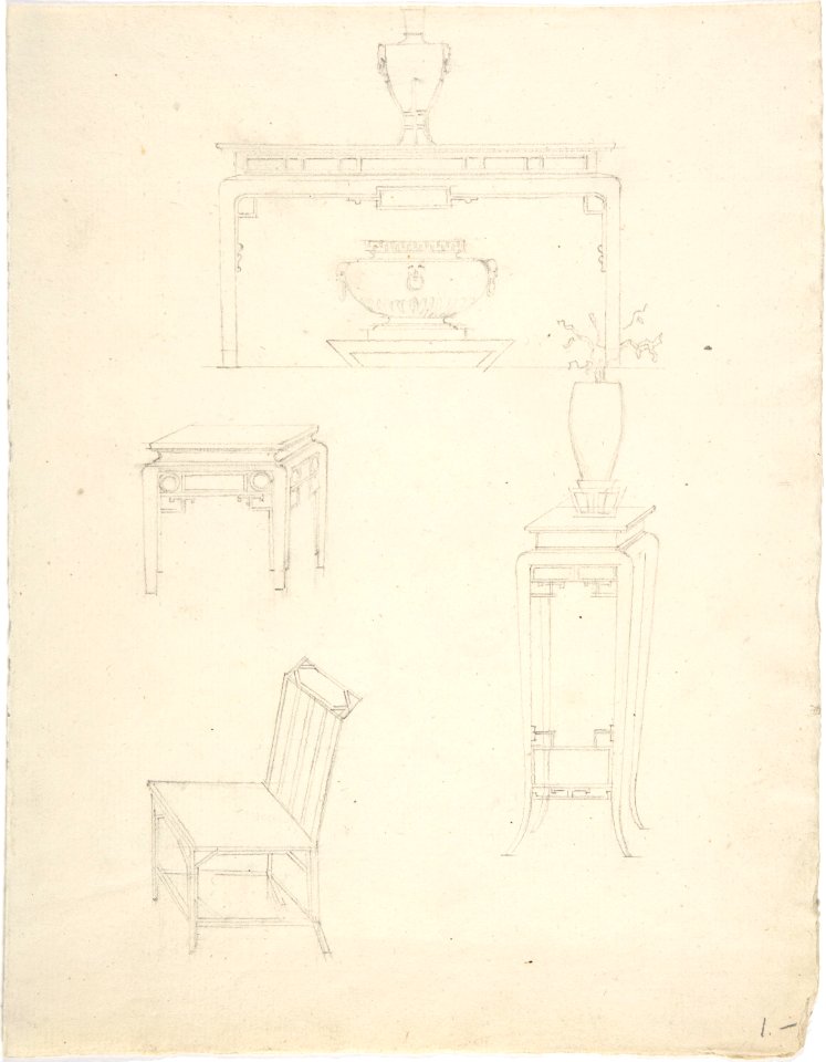 Designs for Chinoiserie Furniture- Three Tables and a Prie-Dieu MET DP803922