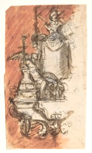 Design for a sepulchral monument with a portrait bust; verso- Design for a reliquary (?) MET DP808632