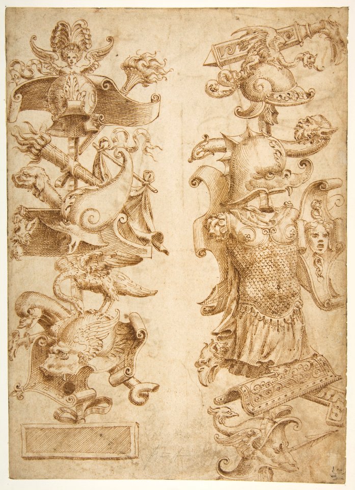 Designs for Ornamental Military Trophies (recto and verso) MET DP812215
