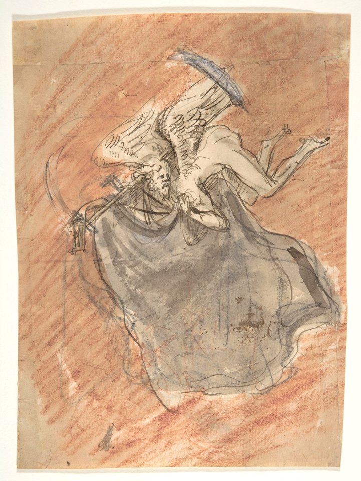 Design for a sepulchral monument with an allegory of Time; verso- Design for a sepulchral monument MET DP808637