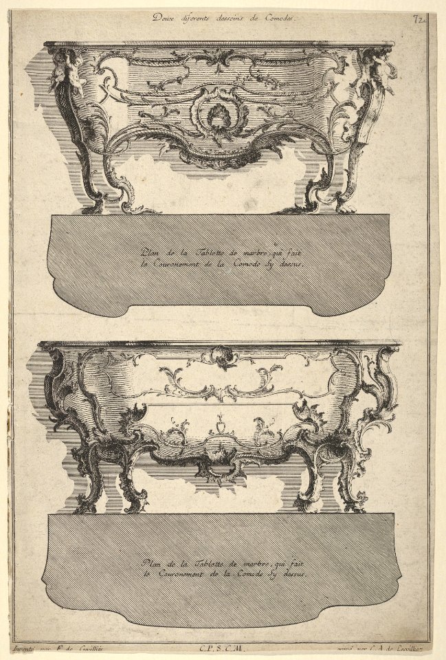 Designs for Two Commodes , from 'Livre de differents dessein de Comodes' MET DP830835