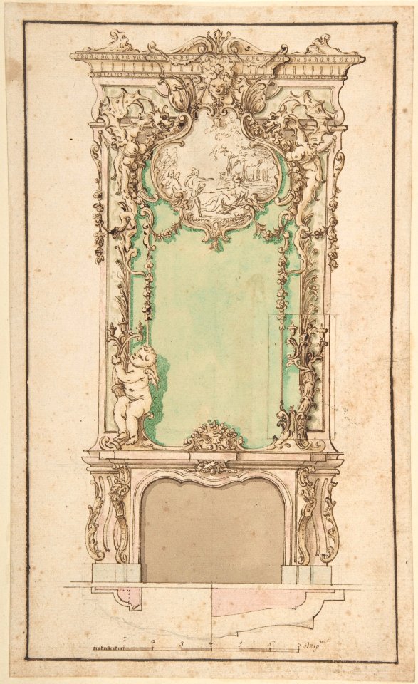 Design for Mantelpiece and Elaborate Overmantel MET DP803646