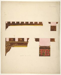 Designs for the painted decoration of ceiling timbers monogrammed "PB" MET DP811226