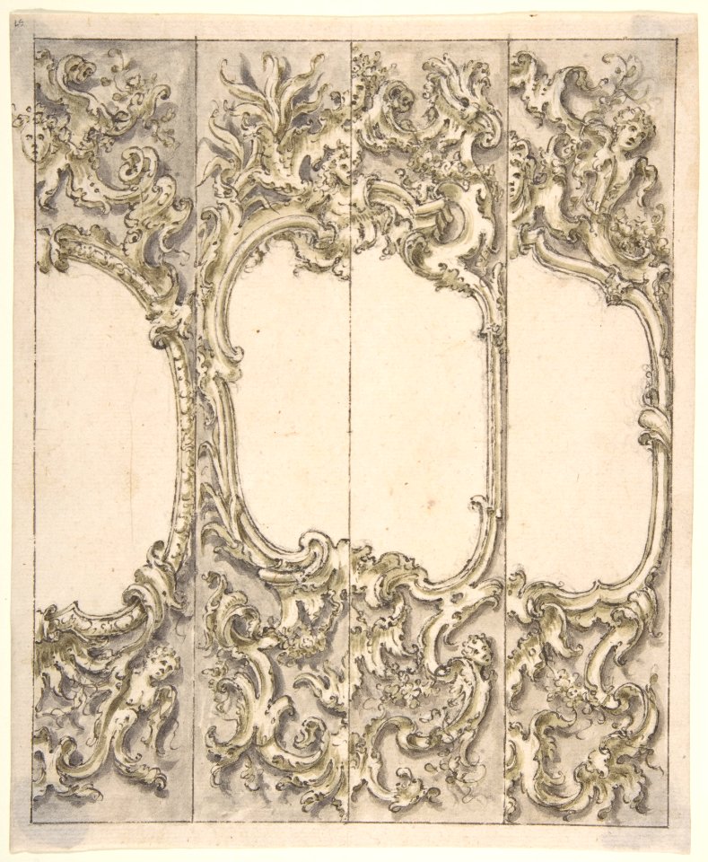 Designs for One Half of a Cartouche in the Rococo style MET DP803326